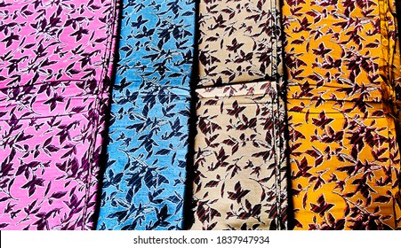 Cotton nighty materiels with floral prints - Shutterstock ID 1837947934