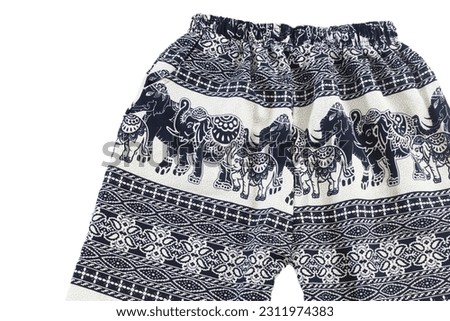 cotton pants Thai elephant with long blue legs. white background