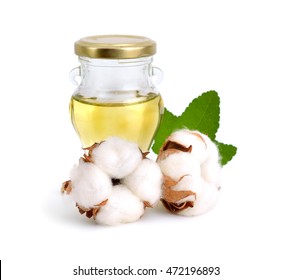 Cotton Plant With Oil Isolated On White Background.