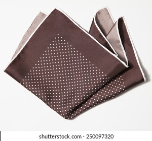 Cotton Squared Brown Handkerchief Over White