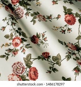 Cotton textile background, fabric pink flowers provence. - Shutterstock ID 1486178297
