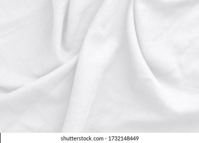 Cotton White Fabric Texture, Abstract. It Has A Soft Look That Like A Wave Suitable For Background, Backdrop.