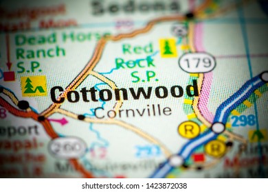 Cottonwood. Arizona. USA On A Map