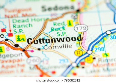 Cottonwood. Arizona. USA On A Map