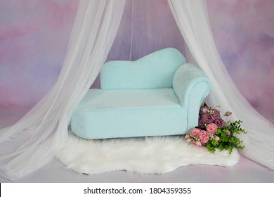 Couch For A Baby Photo Session In A Photo Studio