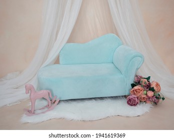 Couch For A Baby Photo Session In A Photo Studio