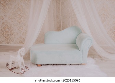 Couch For A Baby Photo Session In A Photo Studio