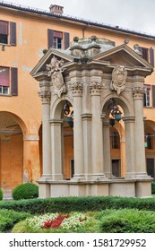 Council Hall Courtyard With A Wishing Well Or Pozzo Dei Desideri In Bologna, Italy.