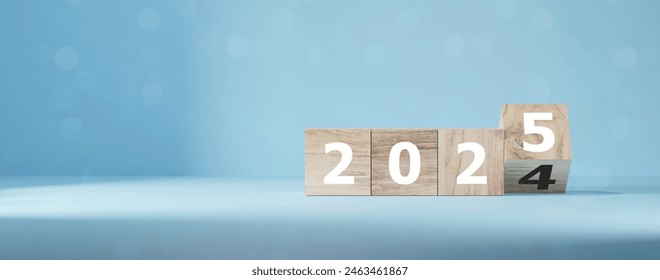 Countdown to 2025. Loading year from 2024 to 2025. New year start concept.
