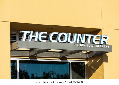 The Counter Custom Built Burgers Sign Above The Entrance To A Contemporary Burger Restaurant - San Jose, California, USA - 2020