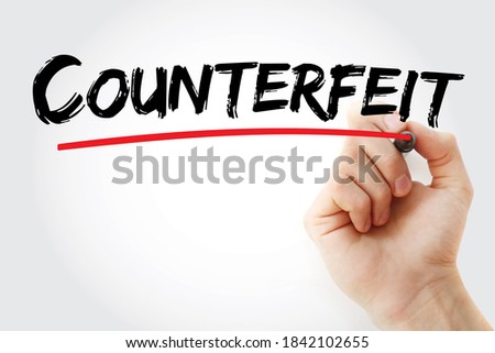 Counterfeit text with marker, concept background