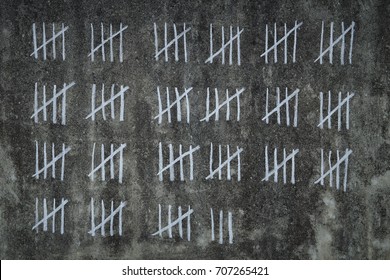 Counting Days In Prison -  Handwritten Lines Of White Chalk