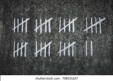 Counting Days In Prison -  Handwritten Lines Of White Chalk