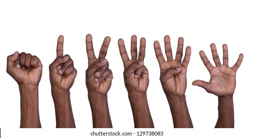 Counting hand isolated on white background