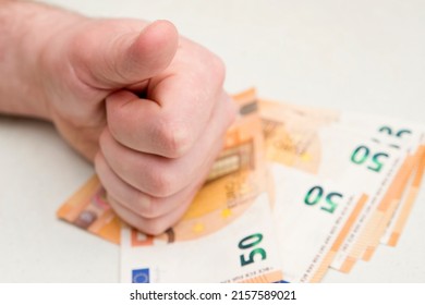  Counting Money For A Rent. Saving Money Concept. Finance, Business, Investment. Keeping Savings At Home. Spending Cash For Unexpected Expense, Unplanned Losses, Real Estate, Debts, Taxes.