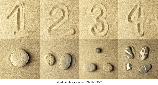 counting numbers handwritten sand stones stock photo edit now 134825252