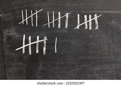 Counting Tally Marks With Chalk, Groups Of Five Strikes