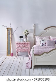 Country Bedroom With Wooden Floor Retro Style