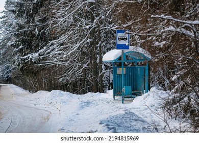 Country Bus Station At The Winter