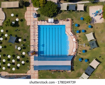 Country Club And Swimming Pool Empty From People Due To Coronavirus Lockdown.