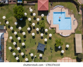 Country Club And Swimming Pool Empty From People Due To Coronavirus Lockdown.