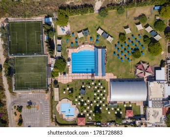 Country Club And Swimming Pool Empty From People Due To Coronavirus Lockdown.