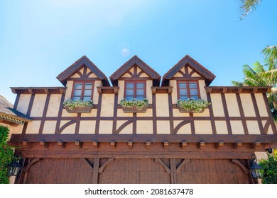 Country Craftsman House In A Low Angle View At La Jolla, California