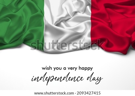 Country Flag_Italy Celebrating Independence Day. Abstract waving flag on gray background
