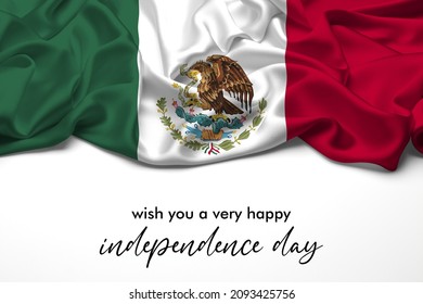 Bandera del País: México celebra el Día de la Independencia. Bandera de ondeo abstracto en fondo gris