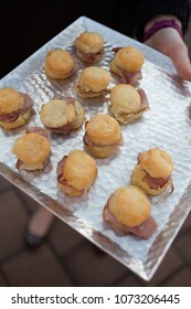 Country Ham Biscuits On A Silver Platter