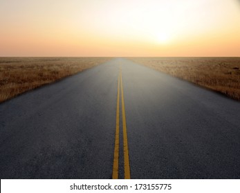 Country Highway and sunset