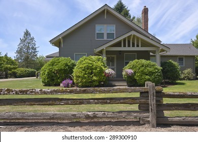 Country Home And Flower Decoration In Rural Oregon.