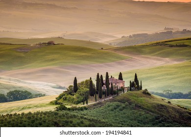 Country house in Tuscany, summer morning, landscape - Italy