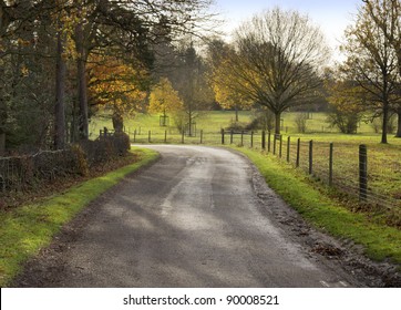 Country Lane The Estate Warwickshire Midlands England Uk