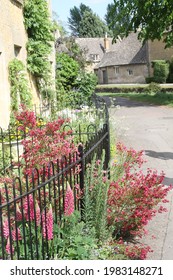 Country Lane With Spring Flowers In The Cotswolds, England, UK