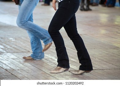 Country line dance and western boots