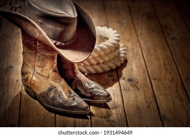 Country Music Festival Live Concert Or Rodeo With Cowboy Hat And Boots Background