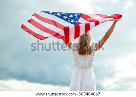 Similar – Image, Stock Photo Woman Holding American Flag