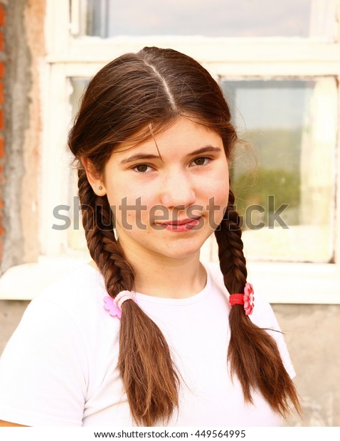 Country Pretty Teen Girl Plaited Hair Stock Photo Edit Now 449564995
