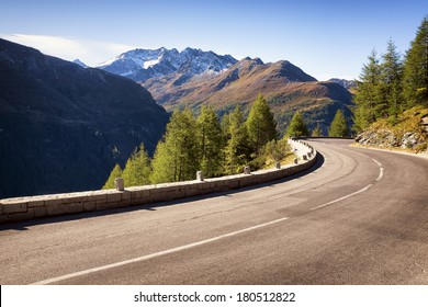 country road at the european alps