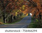 Country road in fall. Milford Rd., Highland Michigan