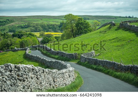 country road at Yorkshire Dales, England, UK