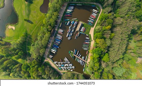 Country Side Canal Lock Boating Aerial View From Above