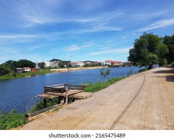 Country Side Road Along With The River.