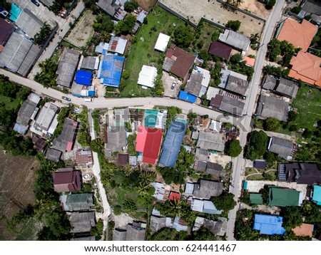Country side village aerial view.