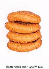 Country Style, Smoked Sausage, Isolated On A White Background, Top View. Traditional, Polish Meat Sausage, A Packshot Photo For Package Design. 