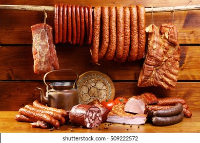 Country Table With Sausage And Ham