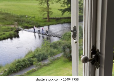 Country View Through Old Window