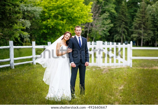 Country Wedding Bride Groom Standing On Stock Photo Edit Now