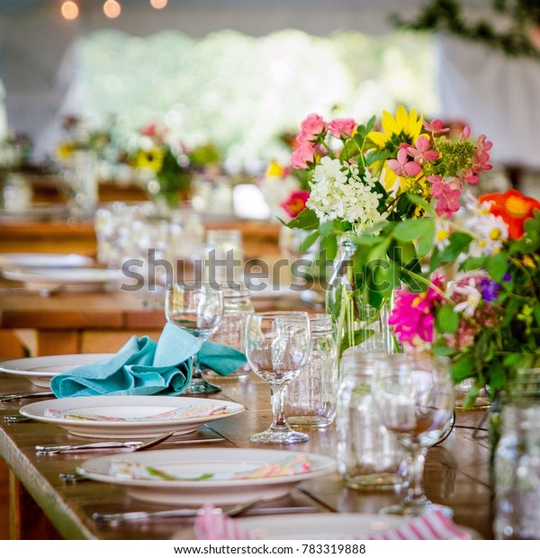 Country Wedding Roadside Flowers Vases On Stock Photo Edit Now